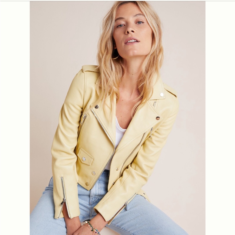 LTH JKT cropped leather jacket in soft yellow